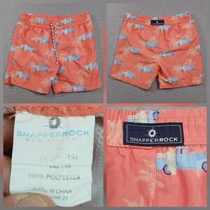 Snapper Rock Swim Trunks Youth 10–12 Orange Surf Truck Palm Print